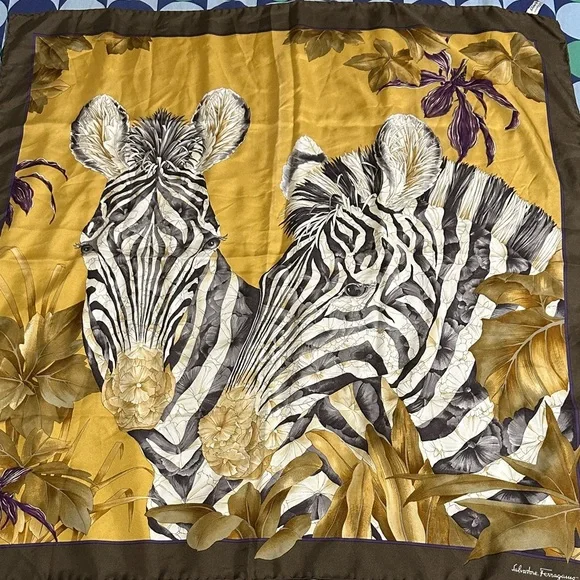 Salvatore Ferragamo Zebra Print Silk Scarf - Picture 1 of 8